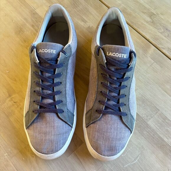 Lacoste Lerond 217 Sneakers Mens 13 Blue Gray Textile Classic Alligator Preppy - Picture 6 of 9